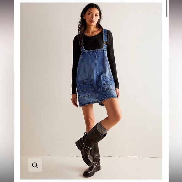 Free People NWT Overall Smock Mini Top/Dress Size XS in Sapphire Wash - Picture 1 of 12